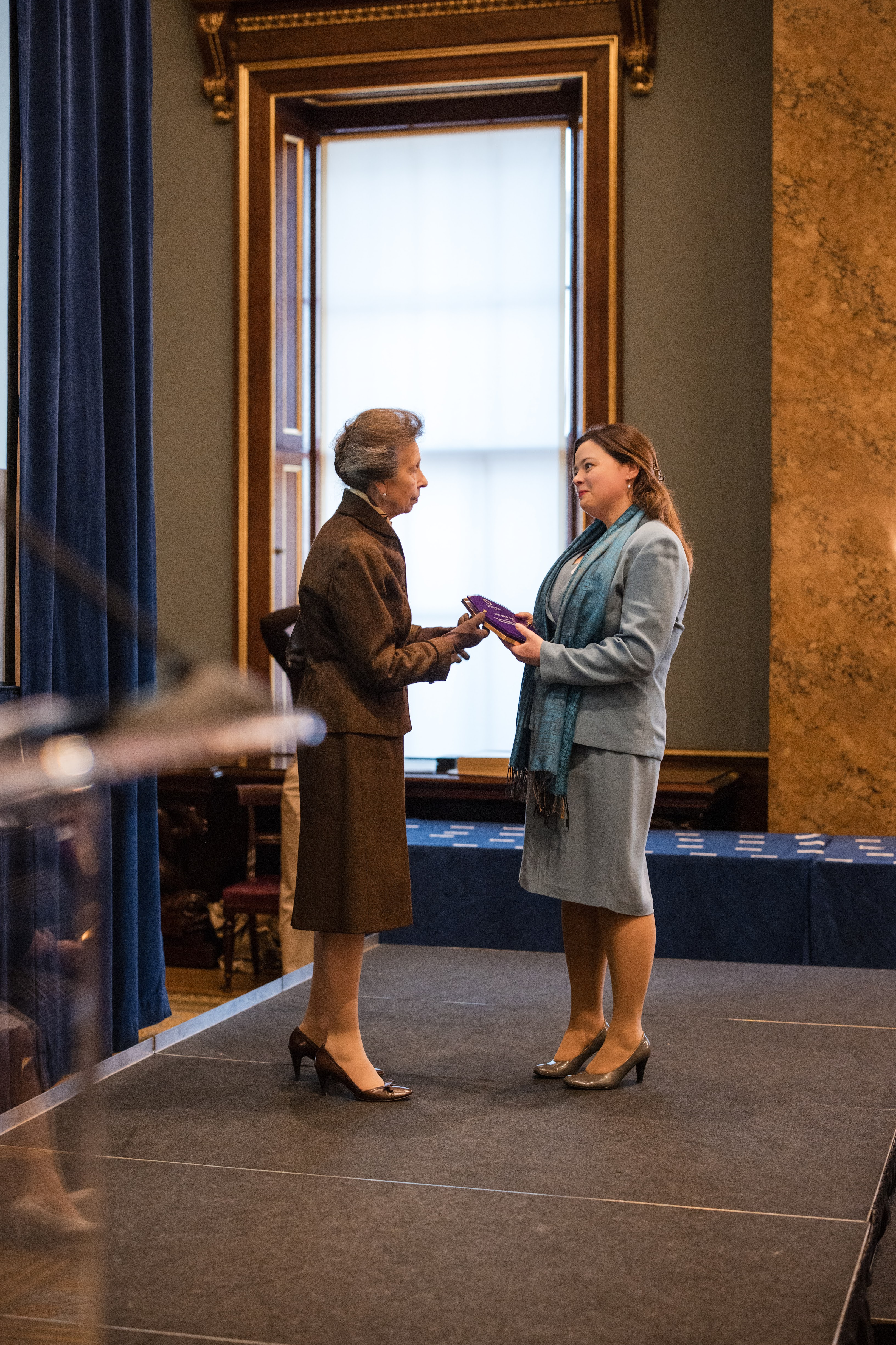 Sarah McSorley receives the award from HRH The Princess Royal