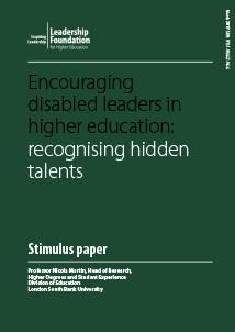 Encouraging disabled leaders in higher education: recognising hidden talents