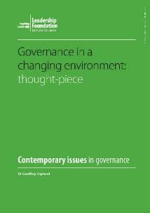 Governance in a changing environment: Thought piece