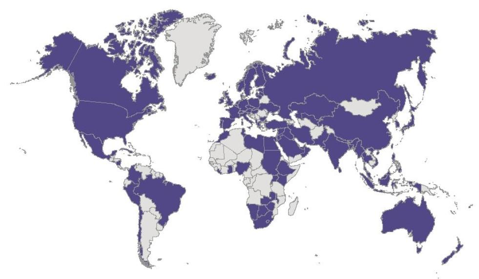 map of Advance HE Global Impact