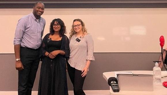 Dr Hannah Helm, Dr David Junior Gilbert and Keren Poliah at an EDI workshop co-delivered in July 2023 at the University of Salford