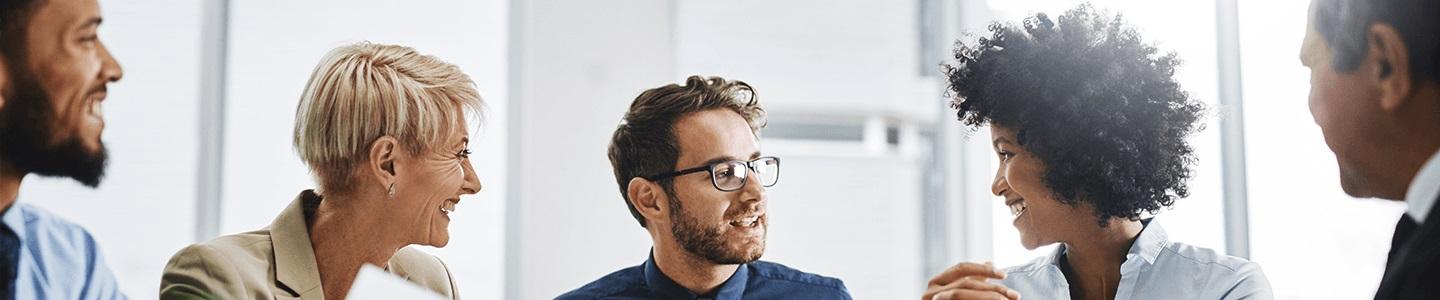 group of people in conversation