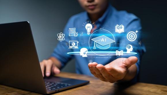 Student exploring AI in a higher education setting