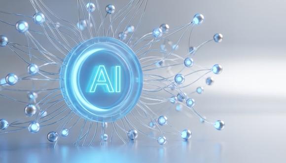 A futuristic representation of artificial intelligence with glowing blue connections and nodes.